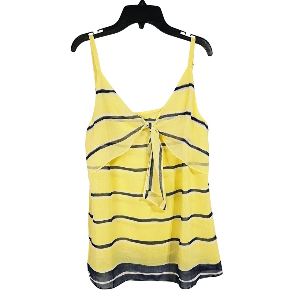Cabi Yellow Striped Tie Front Adjustable Strap Camisole Top Size S Preppy Summer